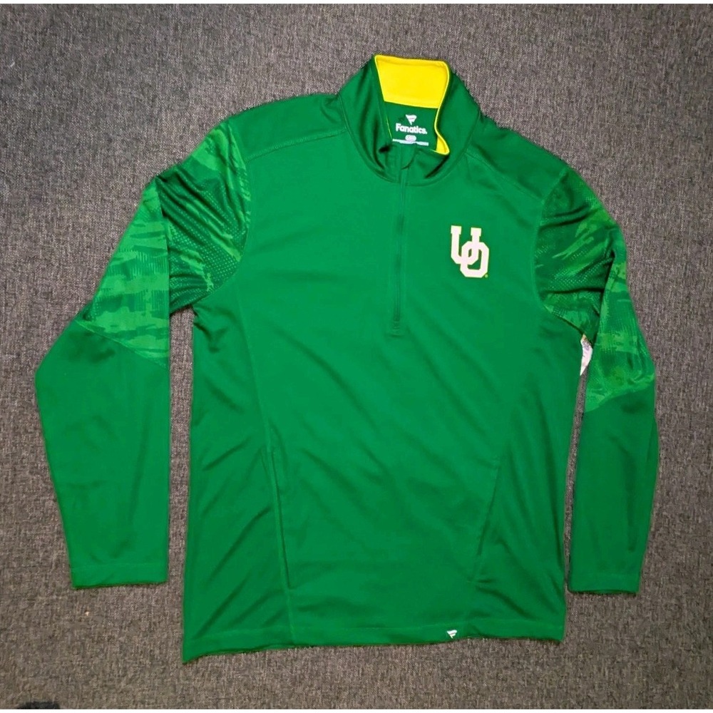Fanatics Oregon University Ducks Men's 1/4 Zip Green Pullover Shirt Large NWT